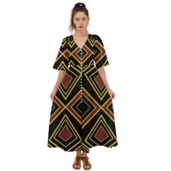 Abstract Pattern Geometric Backgrounds  Kimono Sleeve Boho Dress by Eskimos