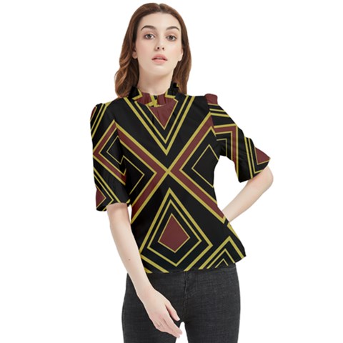 Abstract Pattern Geometric Backgrounds  Frill Neck Blouse by Eskimos