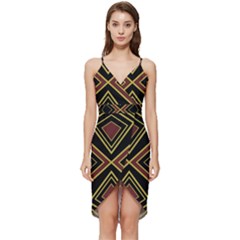 Abstract Pattern Geometric Backgrounds  Wrap Frill Dress