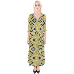 Abstract Pattern Geometric Backgrounds   Quarter Sleeve Wrap Maxi Dress by Eskimos