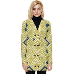 Abstract Pattern Geometric Backgrounds   Button Up Hooded Coat 