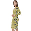 Abstract pattern geometric backgrounds   Long Sleeve V-Neck Bodycon Dress  View2