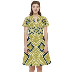 Abstract Pattern Geometric Backgrounds   Short Sleeve Waist Detail Dress by Eskimos