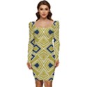 Abstract pattern geometric backgrounds   Women Long Sleeve Ruched Stretch Jersey Dress View1