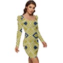 Abstract pattern geometric backgrounds   Women Long Sleeve Ruched Stretch Jersey Dress View2