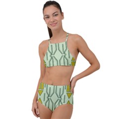 Abstract Pattern Geometric Backgrounds High Waist Tankini Set by Eskimos