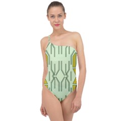 Abstract Pattern Geometric Backgrounds Classic One Shoulder Swimsuit by Eskimos