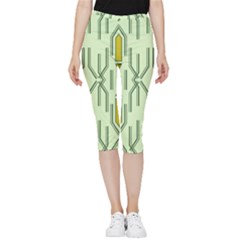 Abstract Pattern Geometric Backgrounds Inside Out Lightweight Velour Capri Leggings  by Eskimos