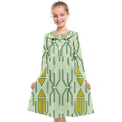 Abstract Pattern Geometric Backgrounds Kids  Midi Sailor Dress by Eskimos