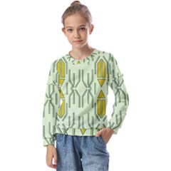 Abstract Pattern Geometric Backgrounds Kids  Long Sleeve Tee With Frill 