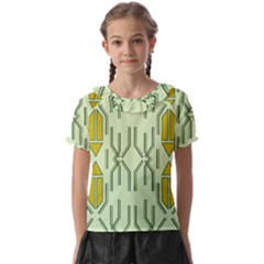 Abstract Pattern Geometric Backgrounds Kids  Frill Chiffon Blouse by Eskimos