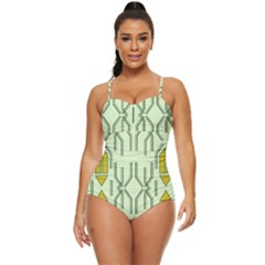 Abstract Pattern Geometric Backgrounds Retro Full Coverage Swimsuit