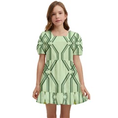 Abstract Pattern Geometric Backgrounds Kids  Short Sleeve Dolly Dress