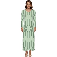 Abstract Pattern Geometric Backgrounds Long Sleeve Velour Longline Maxi Dress