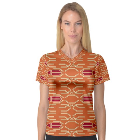 Abstract Pattern Geometric Backgrounds  V-neck Sport Mesh Tee by Eskimos