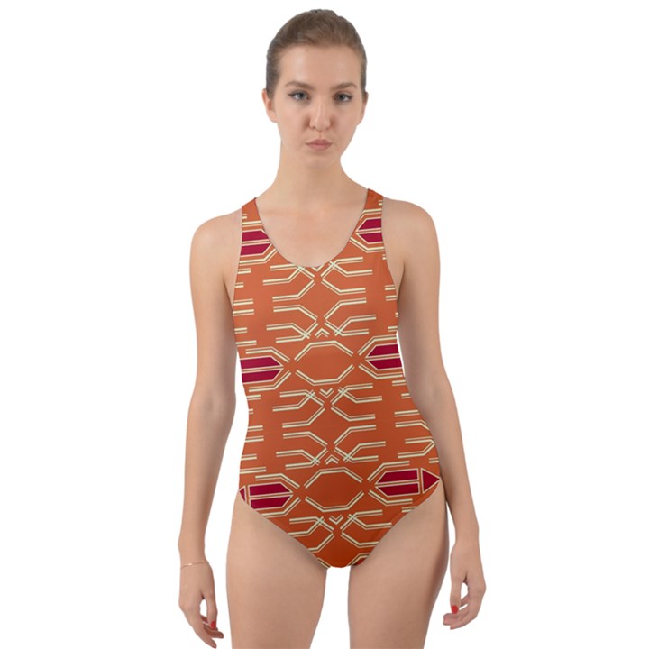 Abstract pattern geometric backgrounds  Cut-Out Back One Piece Swimsuit