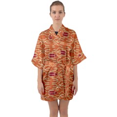 Abstract Pattern Geometric Backgrounds  Half Sleeve Satin Kimono  by Eskimos