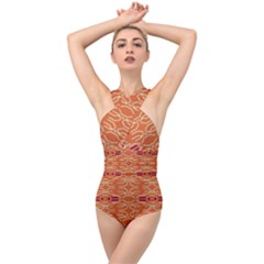 Abstract Pattern Geometric Backgrounds  Cross Front Low Back Swimsuit by Eskimos