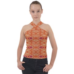 Abstract Pattern Geometric Backgrounds  Cross Neck Velour Top by Eskimos