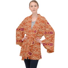 Abstract Pattern Geometric Backgrounds  Long Sleeve Velvet Kimono  by Eskimos