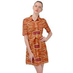 Abstract Pattern Geometric Backgrounds  Belted Shirt Dress by Eskimos