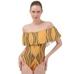 Abstract Pattern Geometric Backgrounds  Off Shoulder Velour Bodysuit  by Eskimos