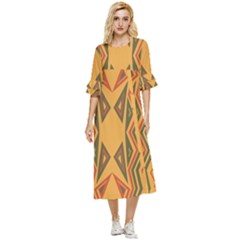 Abstract Pattern Geometric Backgrounds  Double Cuff Midi Dress