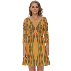 Abstract Pattern Geometric Backgrounds  Shoulder Cut Out Zip Up Dress by Eskimos