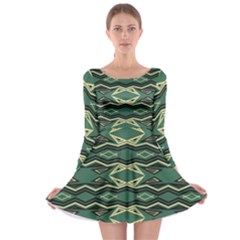 Abstract Pattern Geometric Backgrounds Long Sleeve Skater Dress by Eskimos