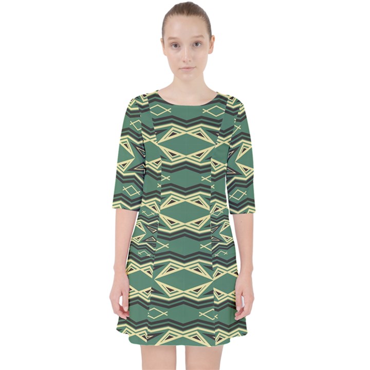 Abstract pattern geometric backgrounds Quarter Sleeve Pocket Dress