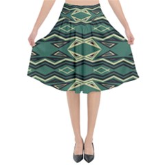 Abstract Pattern Geometric Backgrounds Flared Midi Skirt by Eskimos