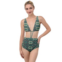 Abstract Pattern Geometric Backgrounds Tied Up Two Piece Swimsuit by Eskimos