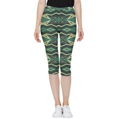 Abstract Pattern Geometric Backgrounds Inside Out Lightweight Velour Capri Leggings  by Eskimos