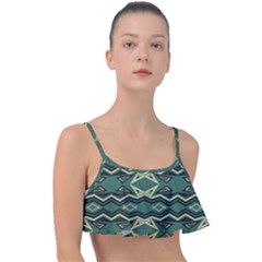 Abstract Pattern Geometric Backgrounds Frill Bikini Top by Eskimos