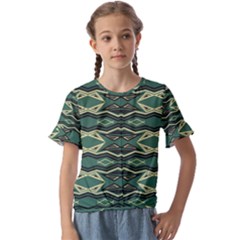 Abstract Pattern Geometric Backgrounds Kids  Cuff Sleeve Scrunch Bottom Tee