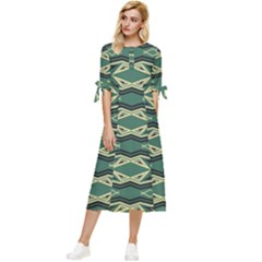 Abstract Pattern Geometric Backgrounds Bow Sleeve Chiffon Midi Dress