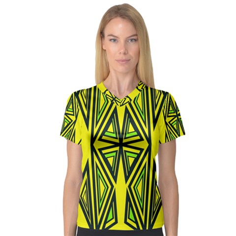 Abstract Pattern Geometric Backgrounds V-neck Sport Mesh Tee by Eskimos