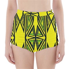 Abstract Pattern Geometric Backgrounds High-waisted Bikini Bottoms by Eskimos