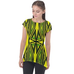 Abstract Pattern Geometric Backgrounds Cap Sleeve High Low Top by Eskimos