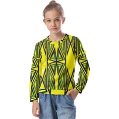 Abstract Pattern Geometric Backgrounds Kids  Long Sleeve Tee With Frill 