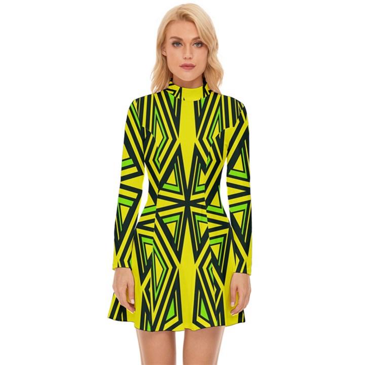 Abstract pattern geometric backgrounds Long Sleeve Velour Longline Dress