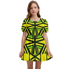 Abstract Pattern Geometric Backgrounds Kids  Short Sleeve Dolly Dress