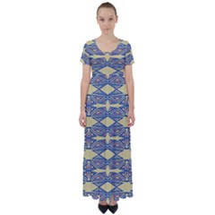 Abstract Pattern Geometric Backgrounds  High Waist Short Sleeve Maxi Dress by Eskimos