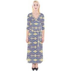 Abstract Pattern Geometric Backgrounds  Quarter Sleeve Wrap Maxi Dress by Eskimos