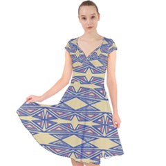 Abstract Pattern Geometric Backgrounds  Cap Sleeve Front Wrap Midi Dress by Eskimos