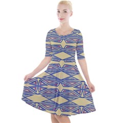 Abstract Pattern Geometric Backgrounds  Quarter Sleeve A-line Dress by Eskimos