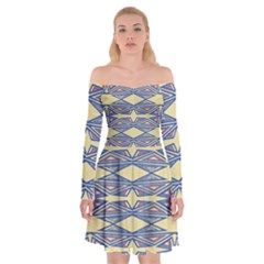 Abstract Pattern Geometric Backgrounds  Off Shoulder Skater Dress by Eskimos