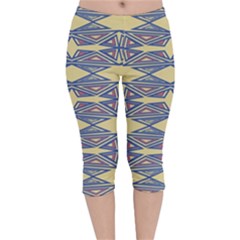 Abstract Pattern Geometric Backgrounds  Velvet Capri Leggings  by Eskimos