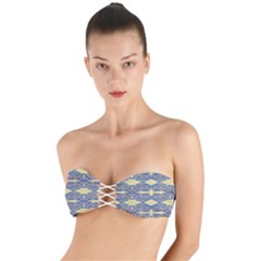 Abstract Pattern Geometric Backgrounds  Twist Bandeau Bikini Top by Eskimos