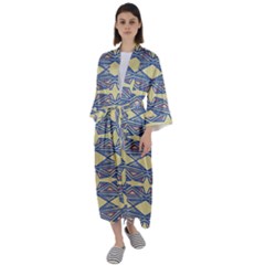 Abstract Pattern Geometric Backgrounds  Maxi Satin Kimono by Eskimos